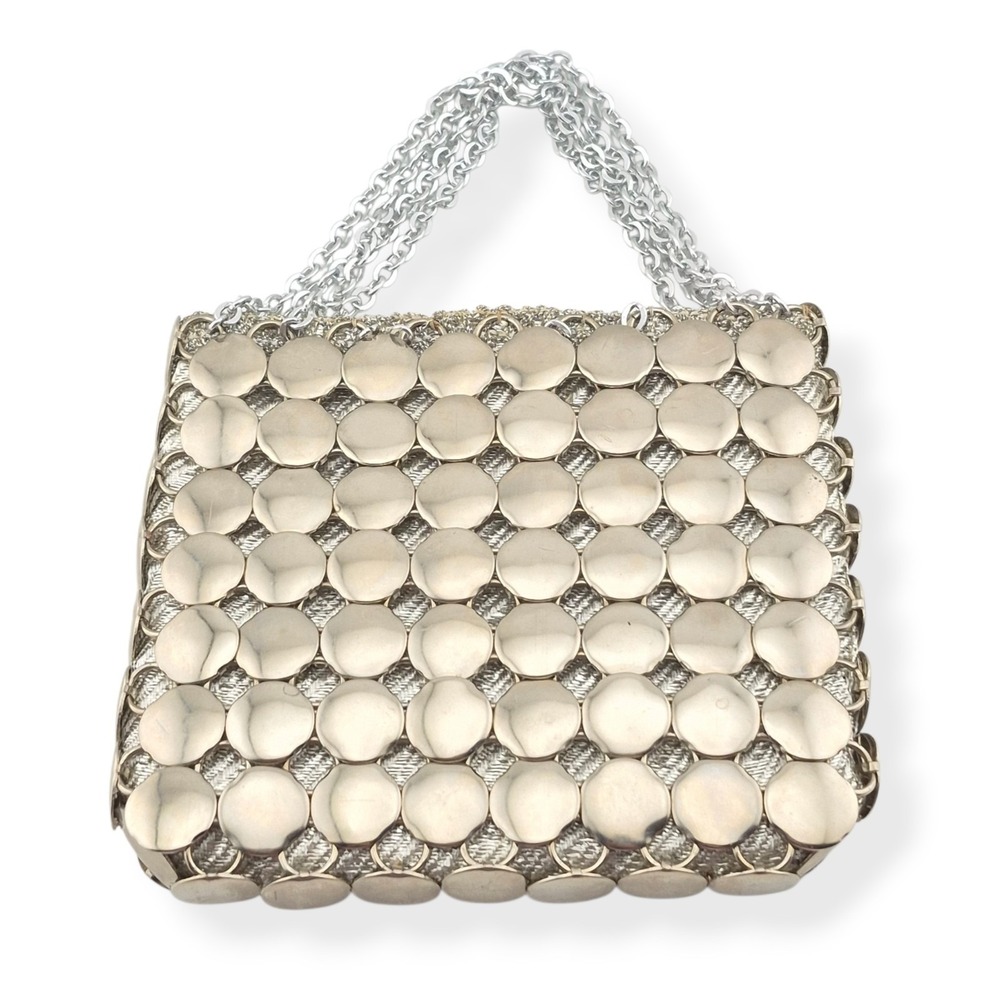 Vintage Color Mate Italy Metal Disc Purse 1960s Mod Paco Rabanne Style Evening